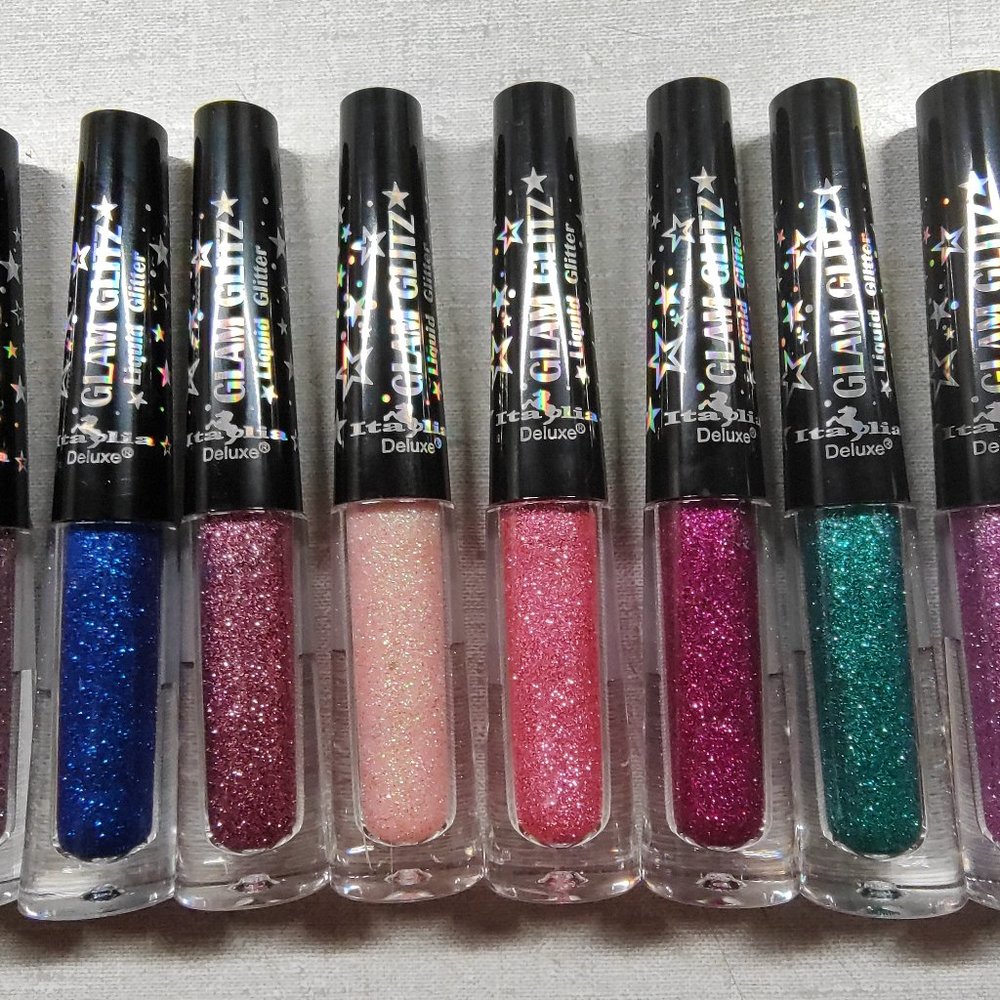 Italia Deluxe Glam Glitz Liquid Glitter Eye Liner/Eye Shadow (Set of 8 Colors)